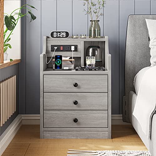 Tiptiper Nightstand with Charging Station