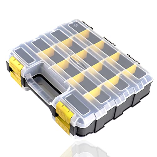 AIDY-PRO Tools Organizer Box Small Parts Storage Box 34-Compartment Double Side Hardware Organizers with Removable Plastic Dividers for S