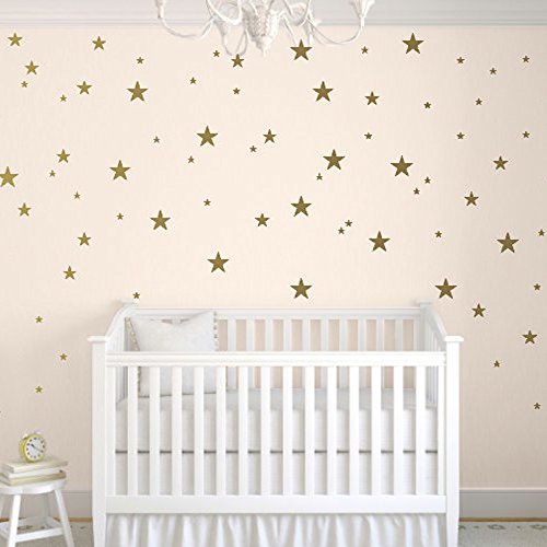 Gold Metallic Stars Wall Decals for Nursery and Bedroom Decor
