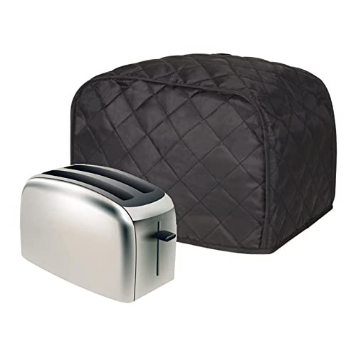Quilted 2 Slice Toaster Cover, Universal Size, Dustproof, Black
