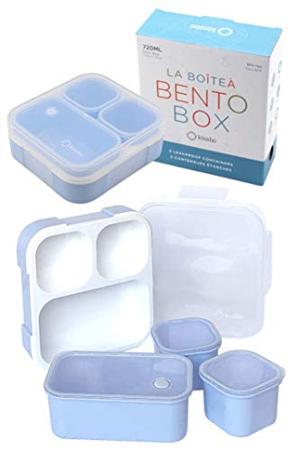 Kinsho Leak-proof Bento Containers for Toddler Lunches, 3 Small Blue