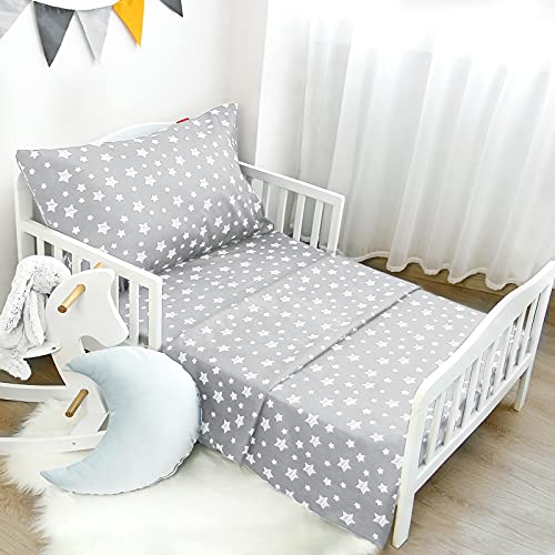 Grey Star 3 Piece Toddler Bedding Set for Boys by Moonsea