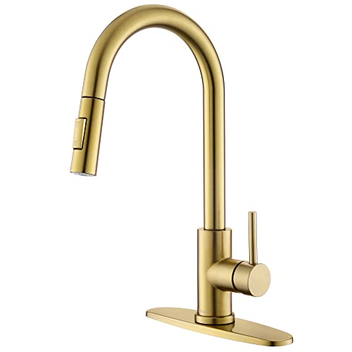 Tohlar Gold Kitchen Faucets with Pull-Down Sprayer