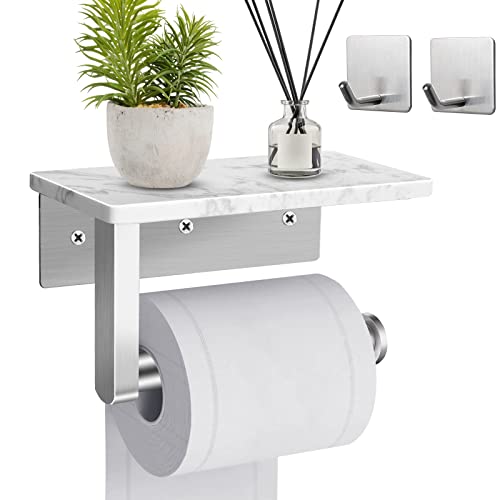 Toilet Paper Holder with Marble Shelf