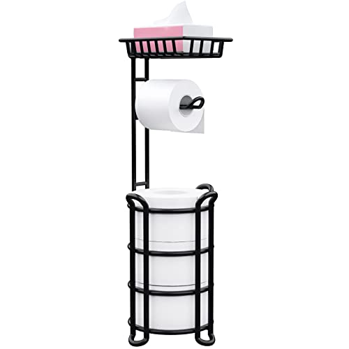 Toilet Paper Holder with Shelf, Free Standing Storage Rack