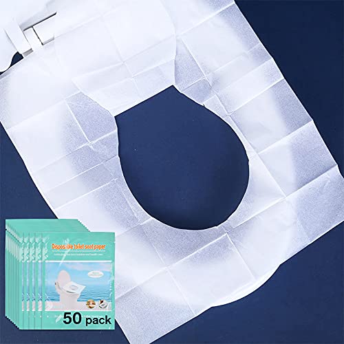KLOLKUTTA 50-Count Flushable Paper Toilet Seat Covers for Adults and Kids