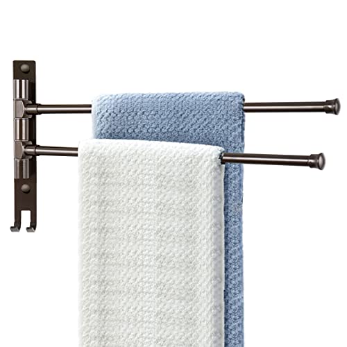 LBSYSLB Swivel Towel Rack,Wall Mounted Black Towel Bar with 4-Arm Towel  Hanger,Rustproof Towel Racks for Bathroom 180° Rotation,13 Inch Bathroom  Towel