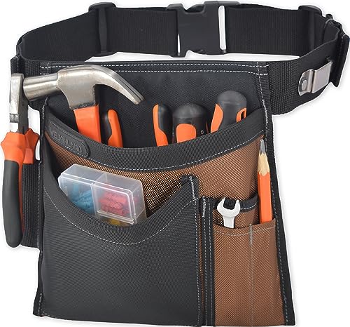 Tool belt pouch with 6 pockets and durable construction