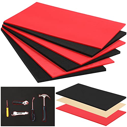 4 Pcs Cuttable Polyurethane Foam Pads Foam Sheets Craft Foam Black Tool Box  Foam Insert for Cases Packing Padding Camera Toolbox Storage (Red