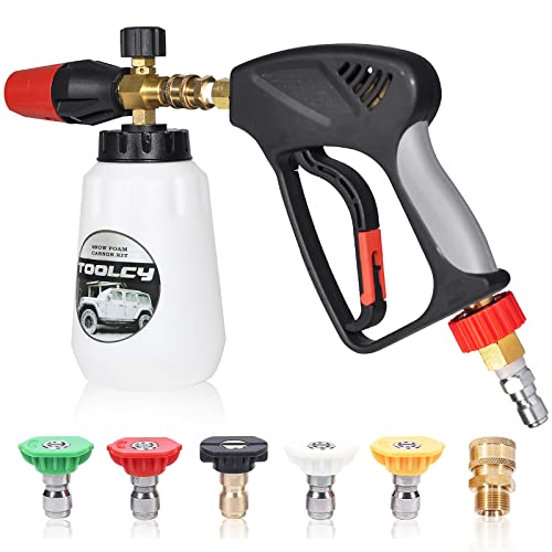 Tool Daily Foam Cannon with 1/4 inch Quick Connector, 1 Liter, 5 Pressure Washer Nozzle Tips
