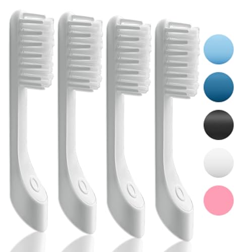 Ruolai 4-Pack 2023 Premium White Brush Heads for Quip Toothbrush
