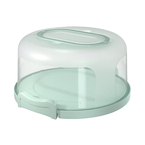 Portable 10" Round Cake Carrier with Handle and 5-Section Tray (Green)