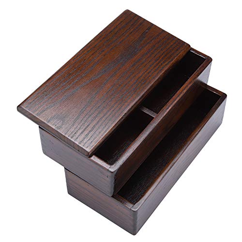 Natural Wooden Double Layer Lunch Box for Office Picnics