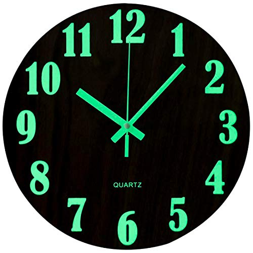 Topkey 12 Inch Luminous Wall Clock - Silent, Elegant, and Functional