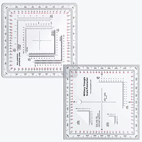 Military Map Protractor 2-Pack Set - Coordinate Scales for Map Reading and  Navigation
