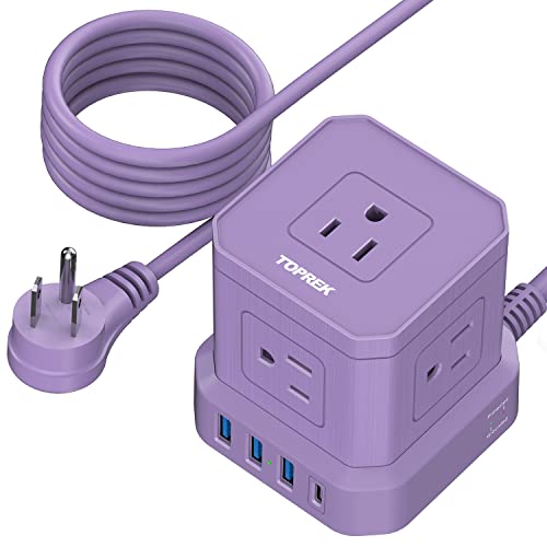 TOPREK 10 FT Extension Cord with 5 AC Outlet 4 USB