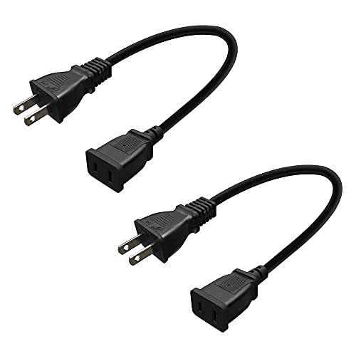 Toptekits 2-Pack Outlet Saver Power Extension Cord: 2-Prong, 2 Outlets
