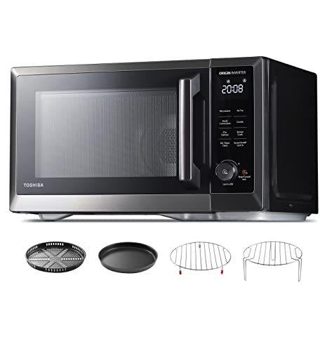  Toshiba 4-in-1 ML-EC42P(BS) Countertop Microwave Oven, Smart  Sensor, Convection, Air Fryer Combo, Mute Function, Position Memory 13.6  Turntable, 1.5 Cu Ft, 1500W, Black: Home & Kitchen
