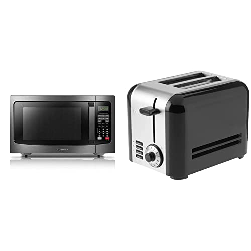 Toshiba EM131A5C-BS Microwave Oven & Cuisinart CPT-320P1 Compact Stainless Toaster