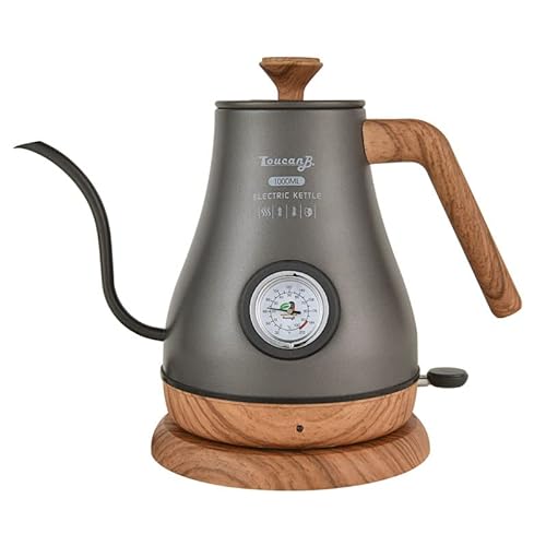 Fooikos Gooseneck Electric Kettle with Thermometer - 1.0L 304 Stainless  Steel Water Kettle for Coffee and Tea Brewing -800W Fast Heating in 4