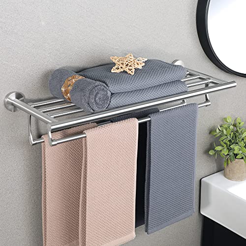 Towel Rack with Double Towel Bar and Shelf