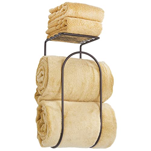 Towel Rack with Storage Shelf - Bronze
