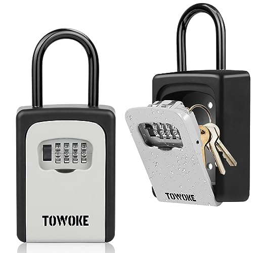 TOWOKE Key Lock Box - Weatherproof 4-Digit Combination Lockbox