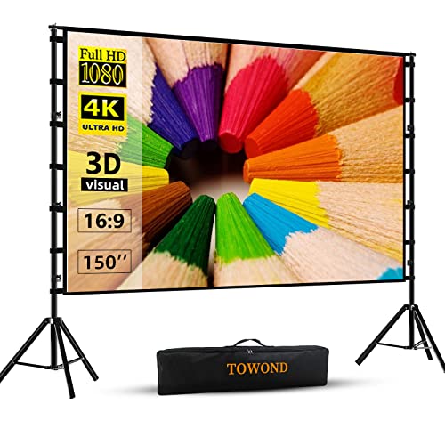 Towond Portable 150-inch Projector Screen and Stand