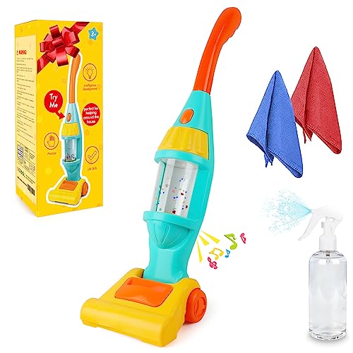 Toy Vacuum Cleaner With Light & Sound, Pretend Role Play Household Cleaning Set