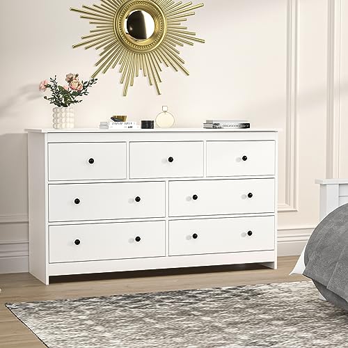 Tradare White Dresser with 7 Drawers