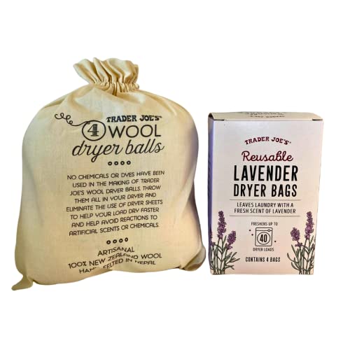 Trader Joes Laundry Bundle with Lavender Dryer Bags and Wool Balls