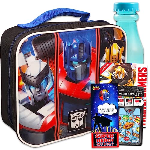 Transformers Lunch Box Set with Insulated Bag, Water Bottle, and Tattoos