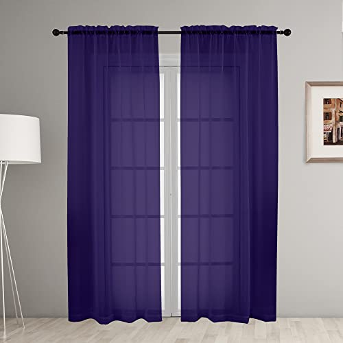 Transparent Light Weight Soft Window Treatment Panels - Purple