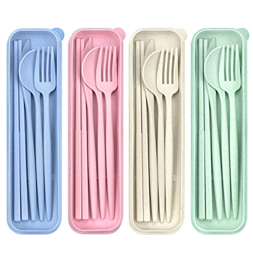 Travel Utensils with Case, Cutlery Set - Reusable Plastic Utensils