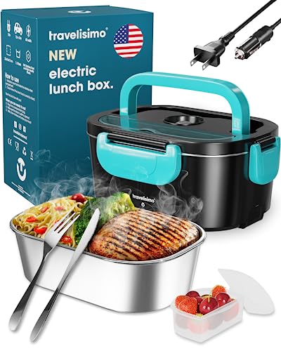 TRAVELISIMO 3-in-1 Electric Lunch Box: Ultra Quick Portable Food Warmer