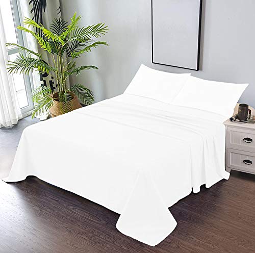 TREND BEDDING MART TBM 1PC Solid Flat Sheet Smooth Touch Hotel Quality 100% Egyptian Cotton Perfectly Fit for Oversize and Extra Height Cal King Bed 108 Inch x 114 Inch White Solid 600 Thread Count
