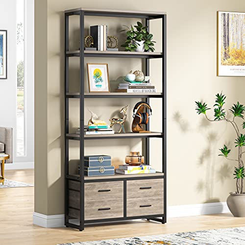 Tribesigns 5-Tier Open Display Storage Shelf with Drawers