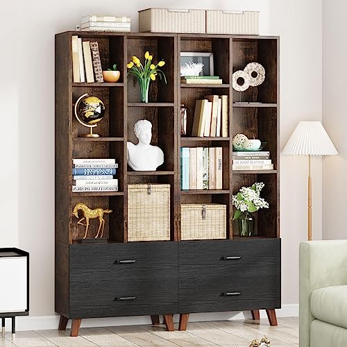 Tribesigns 5 Tier Tall Bookshelf with 2 Storage Drawers