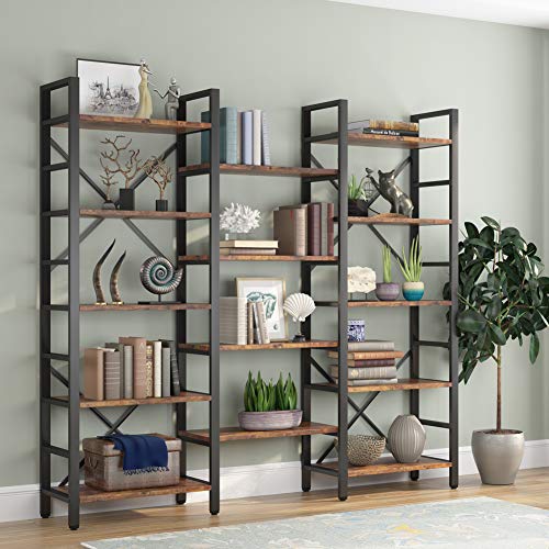 Tribesigns Industrial Style Triple Wide Bookcase, 70 inch