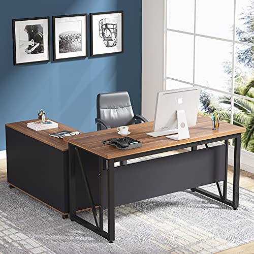 Tribesigns L-Shaped Computer Desk and Cabinet