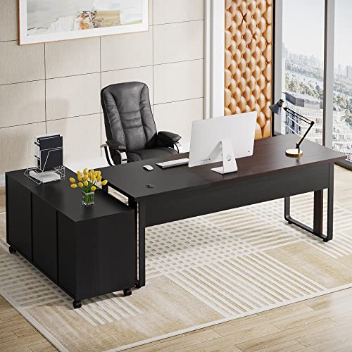 Tribesigns Large Executive Office Desk with Lateral File Cabinet