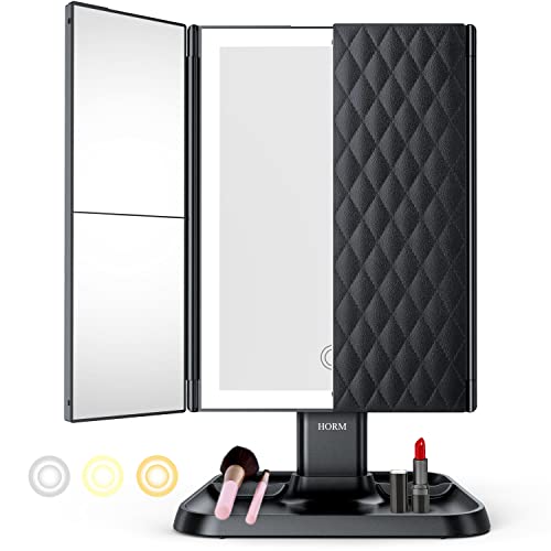 Trifold Makeup Vanity Mirror with Lights