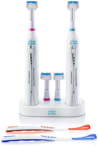 Triple Bristle Sonic Duo - Rechargeable Toothbrush Set for Couples and Families