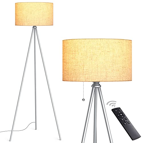 Tripod Floor Lamp with Upgraded Shade and LED Bulb