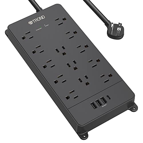 TROND Power Strip Surge Protector with 13 Widely-Spaced Outlets and 4 USB Ports