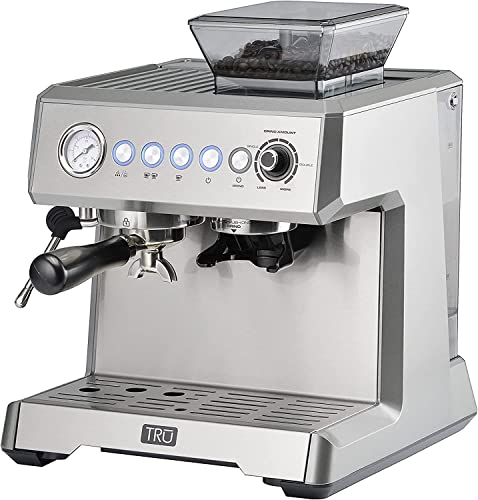 Tru All-in-One Espresso Maker with Grinder and Steam Wand