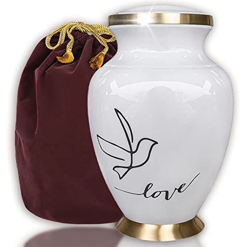 Trupoint Memorials Cremation Urns for Human Ashes - White, Large
