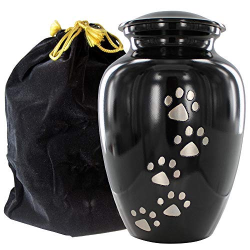 Trupoint Memorials Large Pet Urn for Cats and Dogs - Black Color