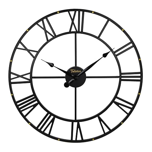 Tulivios Modern Roman Numeral Wall Clock for Indoor and Outdoor Decor