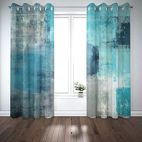 Turquoise Window Curtain Panels Grommet Curtains